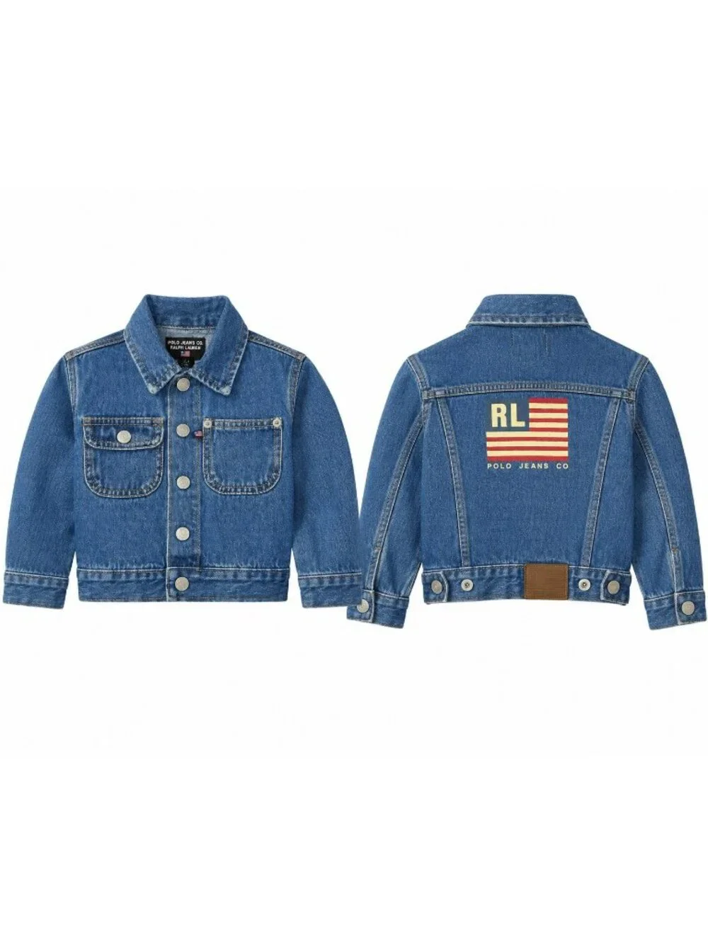 Polo Jeans Co. Ralph Lauren Baby Denim Jacket S/M 3-12M Button-Up Blue Cotton
